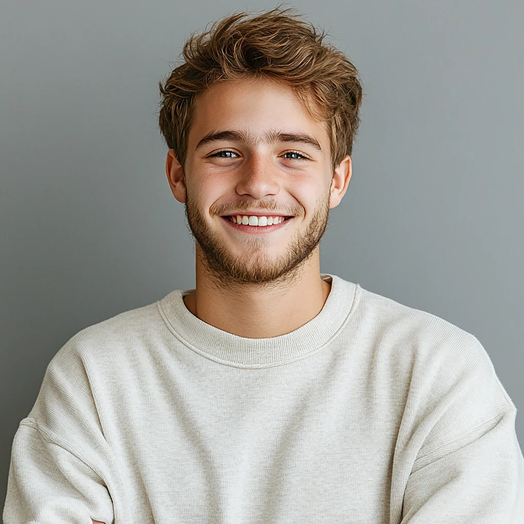 Smiling man showing straight teeth after clear aligner therapy in CO