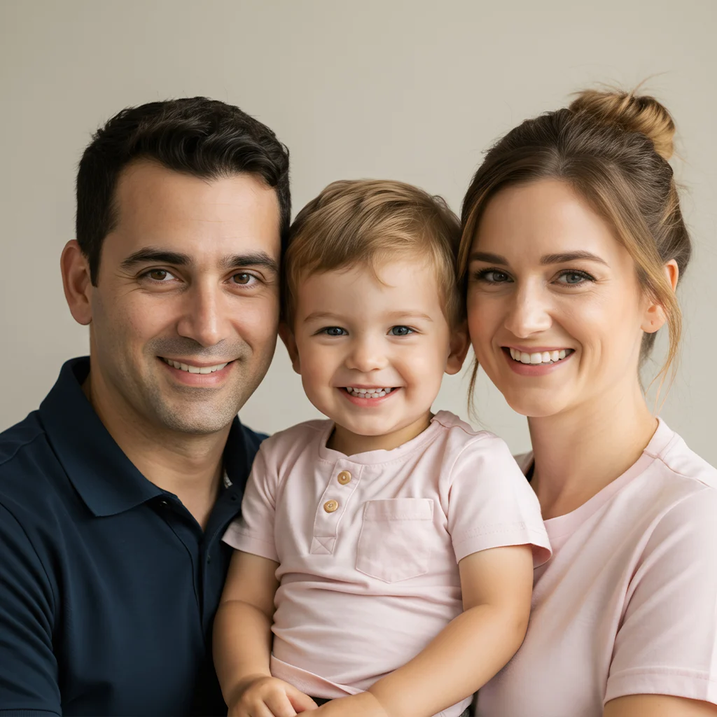 Happy family smiling after visiting a family dentistry office in Berthoud